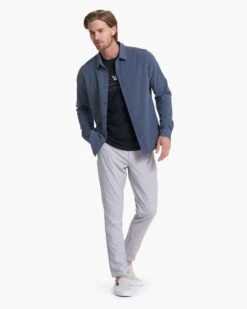 Long Sleeve Bridge Button Down | Azure -Cheap Drape Joy Store V1002AZR 2536