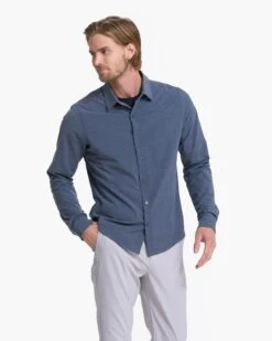 Long Sleeve Bridge Button Down | Azure -Cheap Drape Joy Store V1002AZR 2581