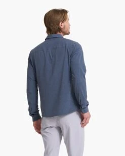 Long Sleeve Bridge Button Down | Azure -Cheap Drape Joy Store V1002AZR 2614