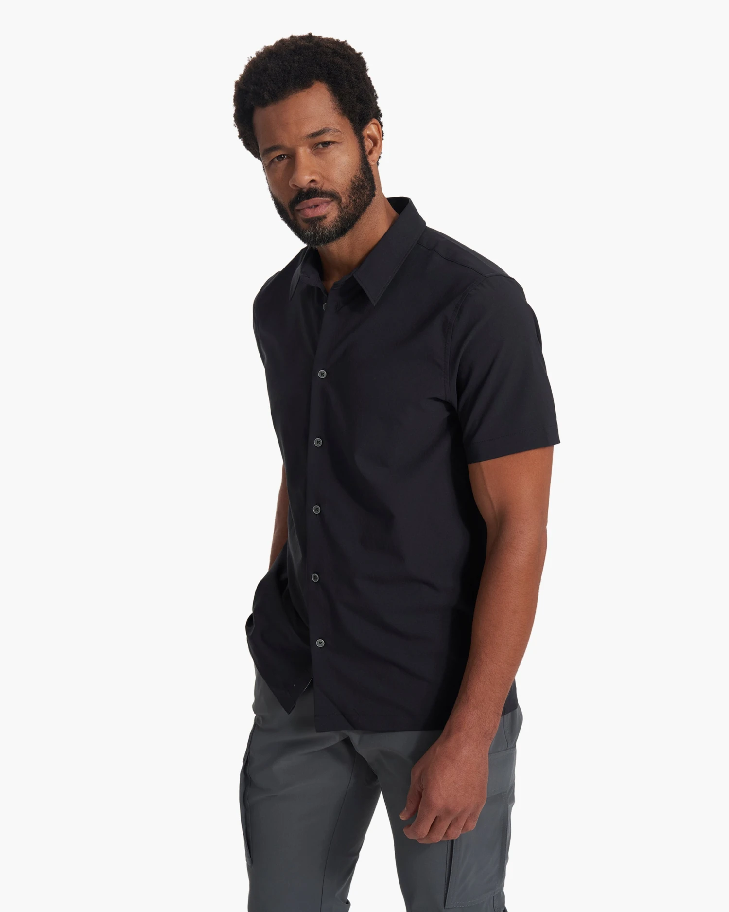 Short Sleeve Manhattan Button Down | Black 3 Short Sleeve Manhattan Button Down | Black - Image 3