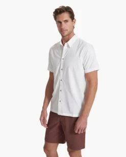 Short Sleeve Manhattan Button Down | White -Cheap Drape Joy Store V1024WHT SP23 M ECOMM TOPS DETAIL 1460 1X1 4662fbfd e1b7 4d5e af17 dcdc118259d8