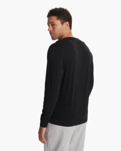 Long-Sleeve Ever Henley | Black -Cheap Drape Joy Store V108BLK 1