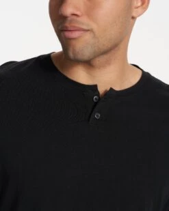 Long-Sleeve Ever Henley | Black -Cheap Drape Joy Store V108BLK 4