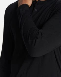 Long-Sleeve Ever Henley | Black -Cheap Drape Joy Store V108BLK FA23 M ECOMM TOPS DETAIL 6