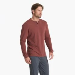 Long-Sleeve Ever Henley | Cedar -Cheap Drape Joy Store V108CED 00886