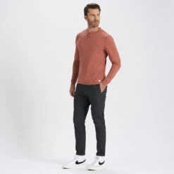 Long-Sleeve Ever Henley | Copper -Cheap Drape Joy Store V108COP 4
