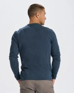 Long-Sleeve Ever Henley | Indigo -Cheap Drape Joy Store V108IND 2