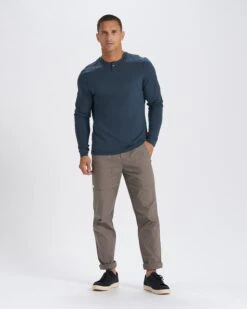 Long-Sleeve Ever Henley | Indigo -Cheap Drape Joy Store V108IND 3