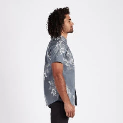 Crest Short Sleeve Button-Down | Grey Vintage Floral -Cheap Drape Joy Store V150GVF 2