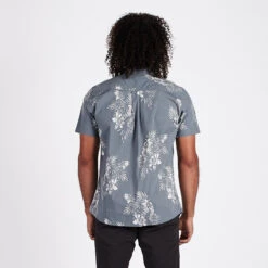Crest Short Sleeve Button-Down | Grey Vintage Floral -Cheap Drape Joy Store V150GVF 3