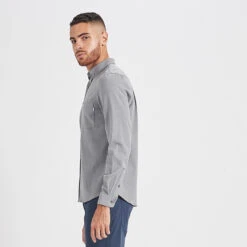 Bishop Long-Sleeve Button-Down | Light Grey -Cheap Drape Joy Store V153LTG 2 update
