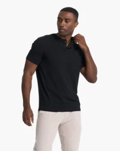 Short-Sleeve Ever Henley | Black -Cheap Drape Joy Store V165BLK 2