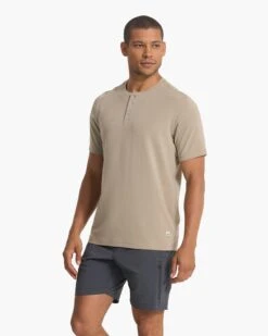 Short Sleeve Ever Henley | Gravel -Cheap Drape Joy Store V165GRV SP23 M ECOMM TOPS TOP 2773 1x1 692b55b8 0f45 4dd5 ac7d ec88193d9621