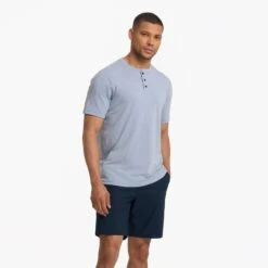 Short Sleeve Ever Henley | Light Cloud -Cheap Drape Joy Store V165LCL 3450