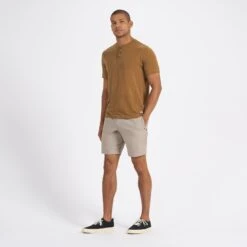 Short-Sleeve Ever Henley | Tobacco -Cheap Drape Joy Store V165TOB 4
