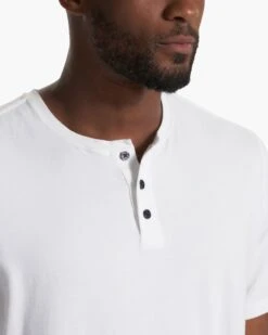 Short-Sleeve Ever Henley | White -Cheap Drape Joy Store V165WHT SP22 M ECOMM TOPS 1088 1X1 updated