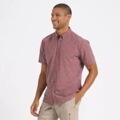 Short-Sleeve Bridge Button Down | Terracotta Bird -Cheap Drape Joy Store V184TBI 2 FlagRemoved