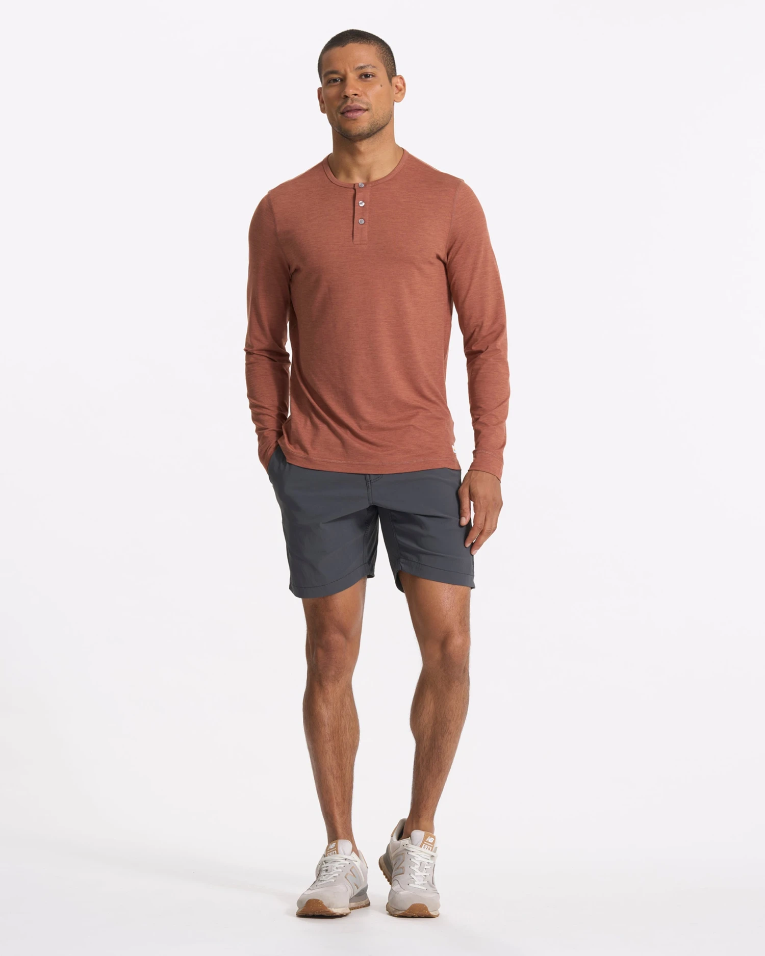 Long Sleeve Ease Performance Henley | Copper Heather 6 Long Sleeve Ease Performance Henley | Copper Heather - Image 6