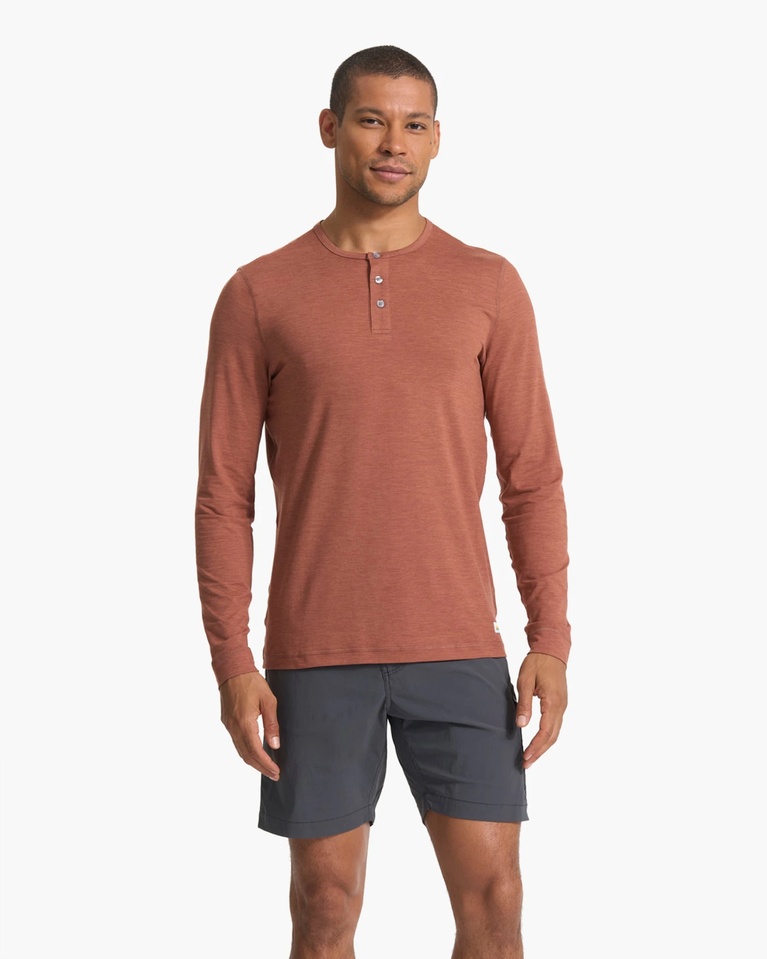 Long Sleeve Ease Performance Henley | Copper Heather 2 Long Sleeve Ease Performance Henley | Copper Heather - Image 2
