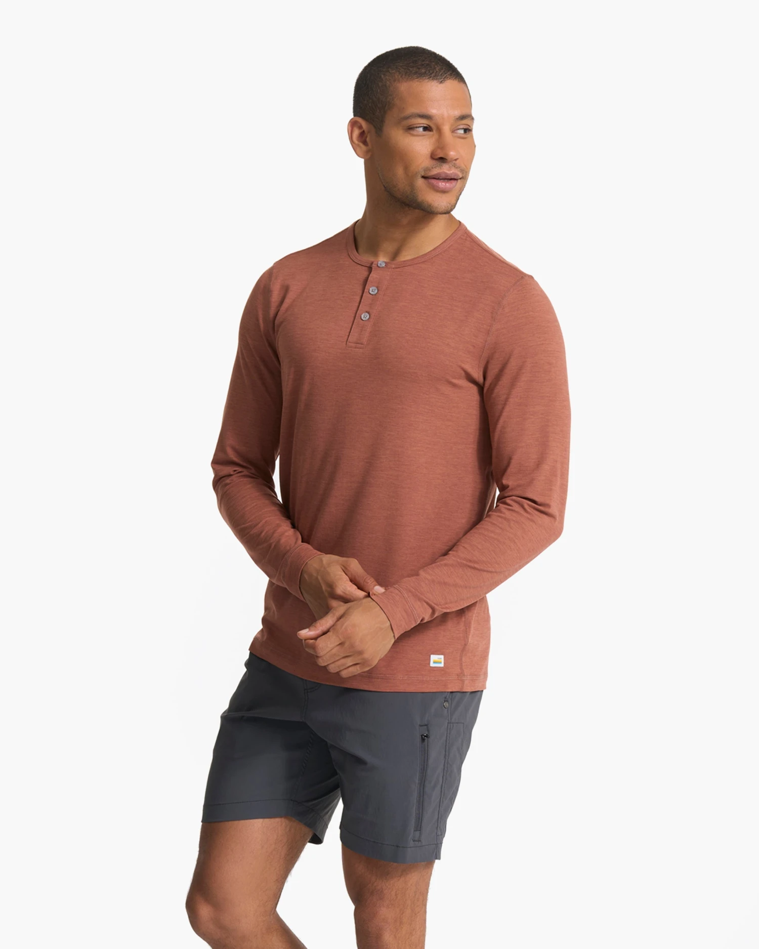Long Sleeve Ease Performance Henley | Copper Heather 4 Long Sleeve Ease Performance Henley | Copper Heather - Image 4