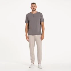 Short-Sleeve Ever Henley | Smoke -Cheap Drape Joy Store V199FOG 1647