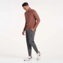 Ease Performance Half Zip | Dark Terracotta Heather -Cheap Drape Joy Store V221HDT 0212