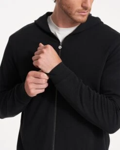 Performance Waffle Zip Hoodie | Washed Black -Cheap Drape Joy Store V259WBL FA22 M ECOMM TOP 2387