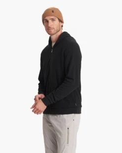 Performance Waffle Zip Hoodie | Washed Black -Cheap Drape Joy Store V259WBL FA22 M ECOMM TOP 2409