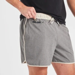 Banks Short 5" | Grey Linen Texture -Cheap Drape Joy Store V366GRL 4