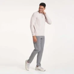 Long-Sleeve Ease Performance Henley | Oyster Heather -Cheap Drape Joy Store V431GLT 0769