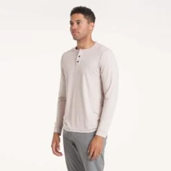 Long-Sleeve Ease Performance Henley | Oyster Heather -Cheap Drape Joy Store V431GLT 0788