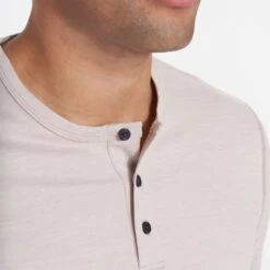 Long-Sleeve Ease Performance Henley | Oyster Heather -Cheap Drape Joy Store V431GLT 0865